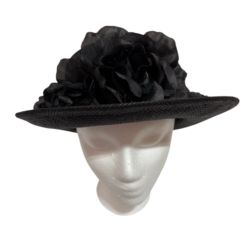 Cappelli Black Flower Derby Church Hat